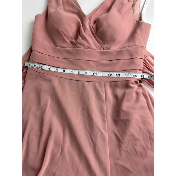 Azazie Size 10 A10 Dusty Rose Bianca A-Line Pleated Chiffon Gown Bridesmaid - Picture 12 of 14